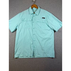 Swiss Alps Men's XL Aqua Blue Vented Fishing Shirt Short Sleeve Outdoor 4009